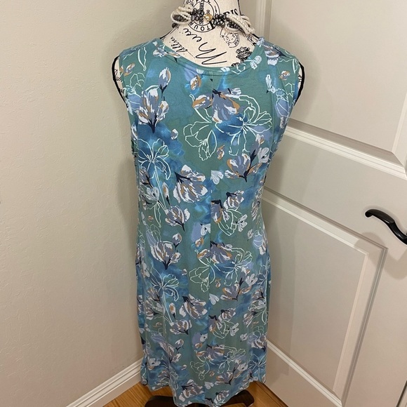Floral Blue Sleeveless Hawaiian Themed Dress Casual Cool - Picture 2 of 7